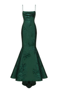Robe de bal sirène/trompette vert émeraude à fines bretelles, robe de soirée chic Y1800