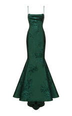 Robe de bal sirène/trompette vert émeraude à fines bretelles, robe de soirée chic Y1800