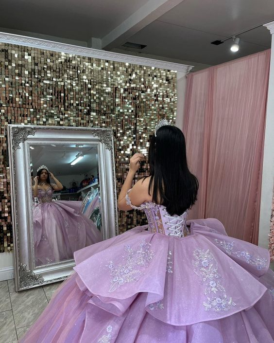 Vestido de baile de tul con hombros descubiertos, estilo dulce 16, modelo Y5657