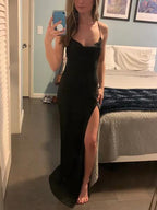 Robe de bal jaune simple fendue, robe de soirée sexy Y1616