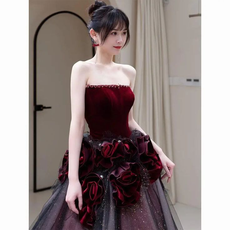 Robe de bal longue rouge, robe de soirée élégante Y7343
