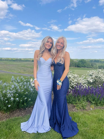 Gorgeous Mermaid Satin Beaded Evening Dress Long Prom Dress Y8237