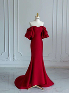 Charming Mermaid Satin Prom Dress Vintage Evening Dress Y4371