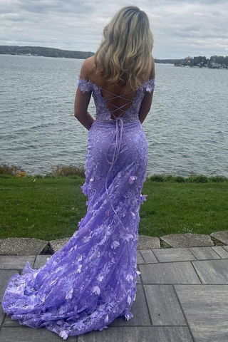 Precioso vestido de sirena con escote en V, hombros descubiertos, apliques de encaje, corte sirena, ideal para fiestas de graduación, cumpleaños y eventos especiales (Y7934)