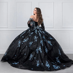 Vestido de quinceañera único en negro y azul claro, vestido de princesa, vestido de 16 años, vestido de baile Y4319