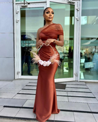 Robe de soirée sirène sexy à épaules dénudées Y4860