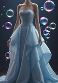 Robe de soirée sirène élégante en mousseline bleue sans bretelles et ornée de perles Y8338
