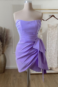 Cute Lavender Satin Homecoming Dress Lavender Mini Homecoming Dress Y3093