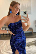 Vestidos de graduación brillantes con abertura SYP82