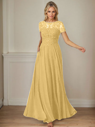 Dark Navy A-Line Boatneck Sequins Chiffon Dress