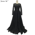On Sale No Return No Refund Sale Gold Muslim Long Sleeves A-Line Evening Dresses 2025 O-Neck Luxury Glitte Formal Dress Real Photo LA60942