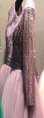 Gold O-Neck Sequins Beading A-Line Evening Dresses Design 2025 Long Sleeves Lace Up Formal Dress LA70237
