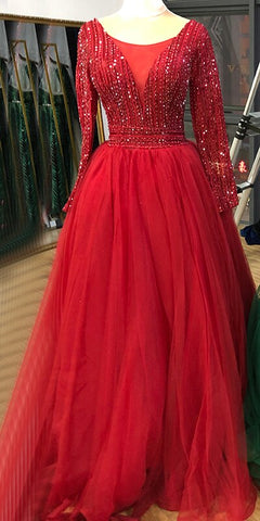 Robe de soirée trapèze dorée à col rond et paillettes, manches longues et lacets, modèle 2025, LA70237 