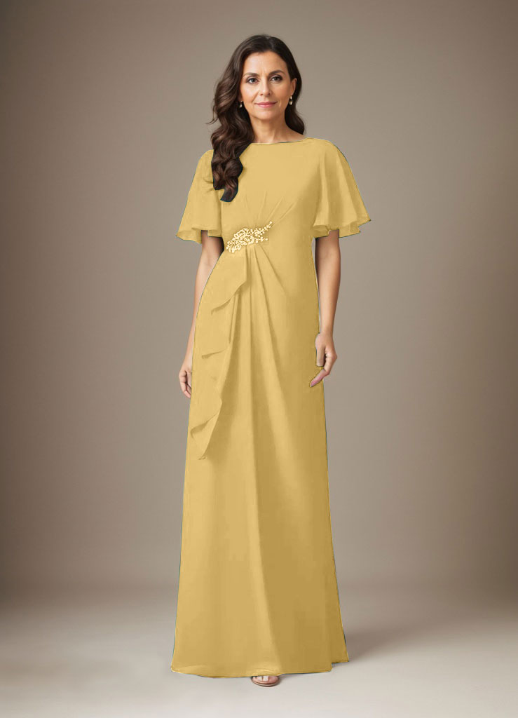Vestido de gasa azul marino oscuro de corte recto con cuentas