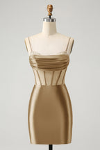 Chic Fuchsia Bodycon Pleated Corset Short Homecoming Dress with Beading