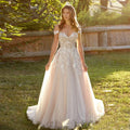 Magnifiques robes de mariée en dentelle style plage, épaules dénudées, appliques, coupe trapèze, style bohème, robe de princesse