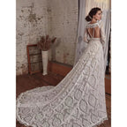 Magnifique robe De mariée en dentelle style bohémien, bretelles Spaghetti, décolleté en v profond, dos ouvert, Illusion De robes De mariée