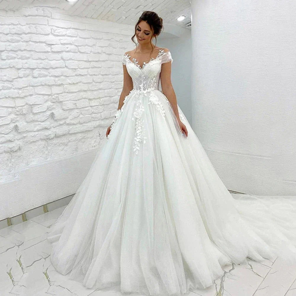 Gorgeous Women's Wedding Dresses A-Line 3D Lace Applique Bohemian Bridal Gowns Princess Formal Beach Party Sexy V-Neck 2023 Robe