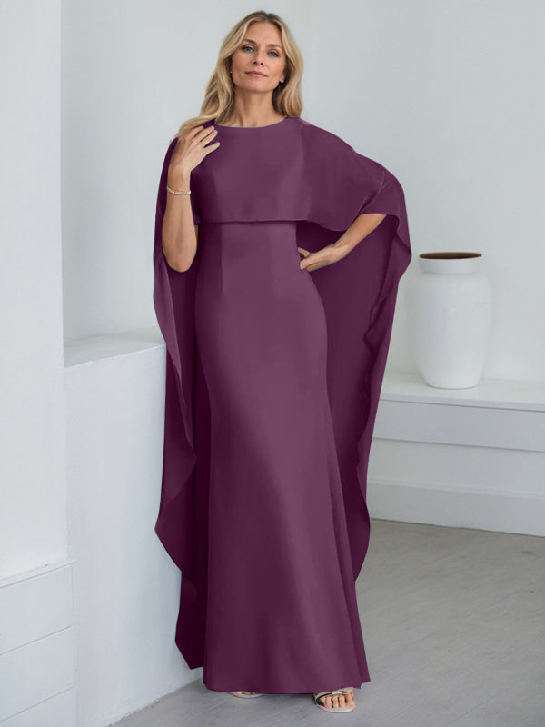 Vestido de gasa de corte recto, largo hasta el suelo, para la madre de la novia, con volantes en cascada. 