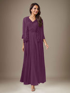 Robe prune trapèze en mousseline à sequins 