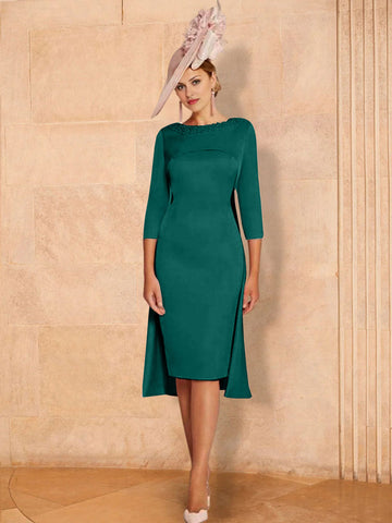 Sheath/Column Long Sleeves Mother of the Bride Dresses with Beading