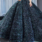 Green O-Neck Sexy Luxury Ankle-Length Evening Gowns 2025 Sleeveless Sequins Sparkle Formal Dress HA2063