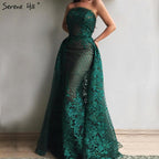 On Sale No Return No Refund Green Off Shoulder Sexy Mermaid Evening Dresses 2025 Appliques Sequined Luxury Vintage Evening Gowns  LA6361