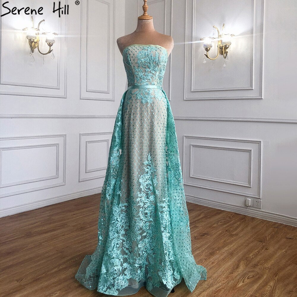 On Sale No Return No Refund Green Off Shoulder Sexy Mermaid Evening Dresses 2025 Appliques Sequined Luxury Vintage Evening Gowns  LA6361