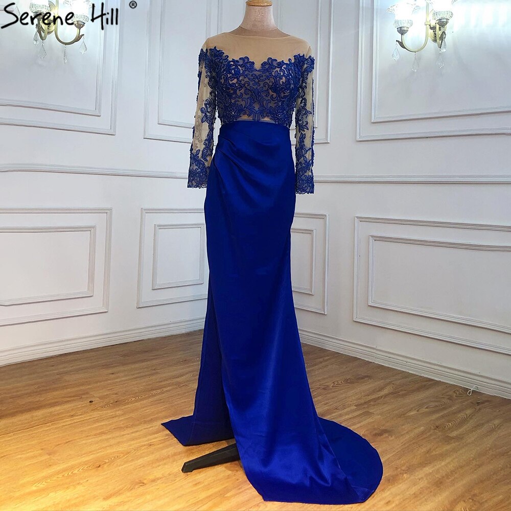 Green Satin   Detachable Skirt Long Sleeves Sexy Evening Dresses 2025 Mermaid Formal Dress Design LA70343