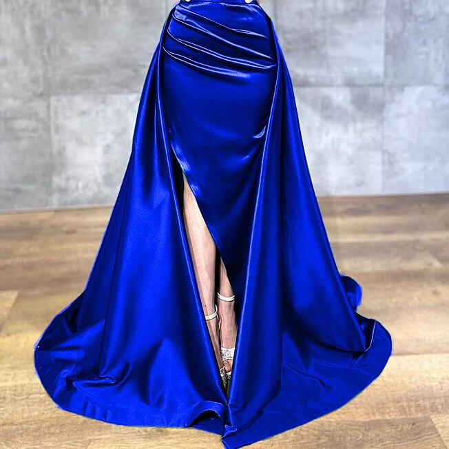 Green Satin   Detachable Skirt Long Sleeves Sexy Evening Dresses 2025 Mermaid Formal Dress Design LA70343