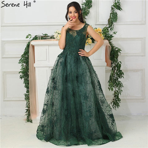 On Sale no return no refundSale Green Sleeveless Backless Sexy Evening Dresses 2025 Beading Sequined With Train Evening Gowns Real Photo LA6687