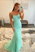 Vestidos largos de fiesta, vestidos de noche y vestidos de sirena con apliques de encaje y tul