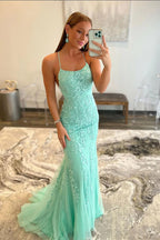 Vestidos largos de fiesta, vestidos de noche y vestidos de sirena con apliques de encaje y tul