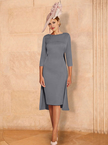Sheath/Column Long Sleeves Mother of the Bride Dresses with Beading
