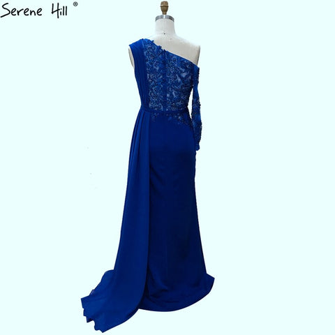 Robe de soirée grise haut de gamme, coupe trapèze, asymétrique, fleurs faites à la main, perles, 2025 LA70553 