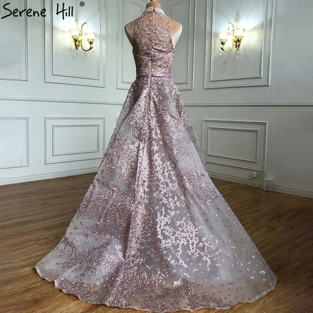 Grey Dubai Design Sleeveless Sexy Evening Dresses 2025 Embroidery Diamonds Mermaid Formal Dress Real Photo LA70014