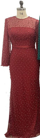 En oferta, sin devoluciones ni reembolsos. Vestidos de noche de sirena con perlas grises, manga larga, estilo sexy y elegante, tallas grandes, modelo LA6556. 