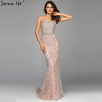 Grey Luxury Sexy Mermaid Evening Dresses 2025 Diamond  Beading Off Shoulder Formal Dress Real Photo LA60729