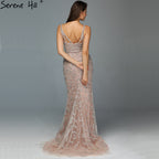 Grey Luxury Sexy Mermaid Evening Dresses 2025 Diamond  Beading Off Shoulder Formal Dress Real Photo LA60729