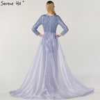 Grey Mermaid Luxury Dubai Designer Evening Dresses Beading Sequined Fashion Long Sleeves Evening Gowns 2025 LA6302