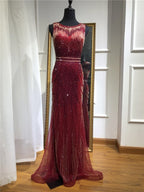 On Sale no return no refundSale Grey New Beading Crystal Luxury Evening Dresses 2025 High-end Mermaid Sleeveless Sexy Formal Evening Gowns LA6573