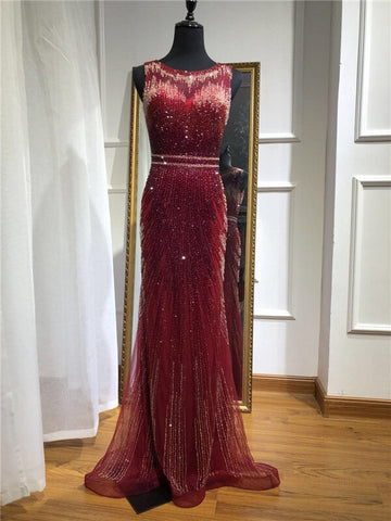 En oferta, sin devoluciones ni reembolsos. Vestidos de noche de lujo con cristales y pedrería, color gris, colección 2025. Vestidos de noche formales, sexis, sin mangas, de alta gama, estilo sirena. LA6573 