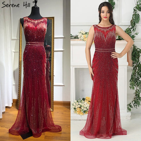 En oferta, sin devoluciones ni reembolsos. Vestidos de noche de lujo con cristales y pedrería, color gris, colección 2025. Vestidos de noche formales, sexis, sin mangas, de alta gama, estilo sirena. LA6573 
