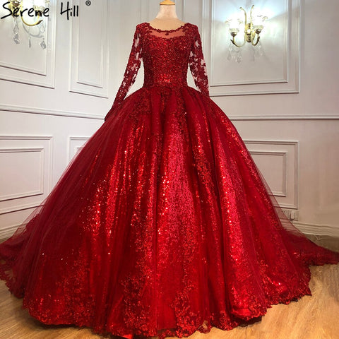 Ruhigen Hill Red Ärmellose Sexy Hochzeit Kleider 2025 Dubai High-end-Perlen Perlen Braut Kleid HA2440 Nach Maß