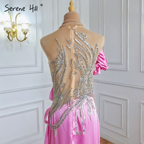 Beige Mermaid Overskirt Evening Dresses Gowns 2025 Satin Beaded Elegant For Women Party LA71199