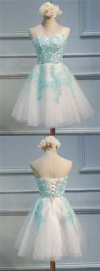 Robes de bal de fin d'année en tulle, coupe trapèze, décolleté cœur, appliques et dos nu