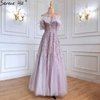 Grey A-Line Sexy Evening Dresses Gowns Beaded Feather Sparkle Formal Women Party LA71328 Featured