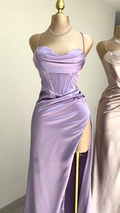 Robe de bal longue lavande sirène à décolleté cœur Y2507