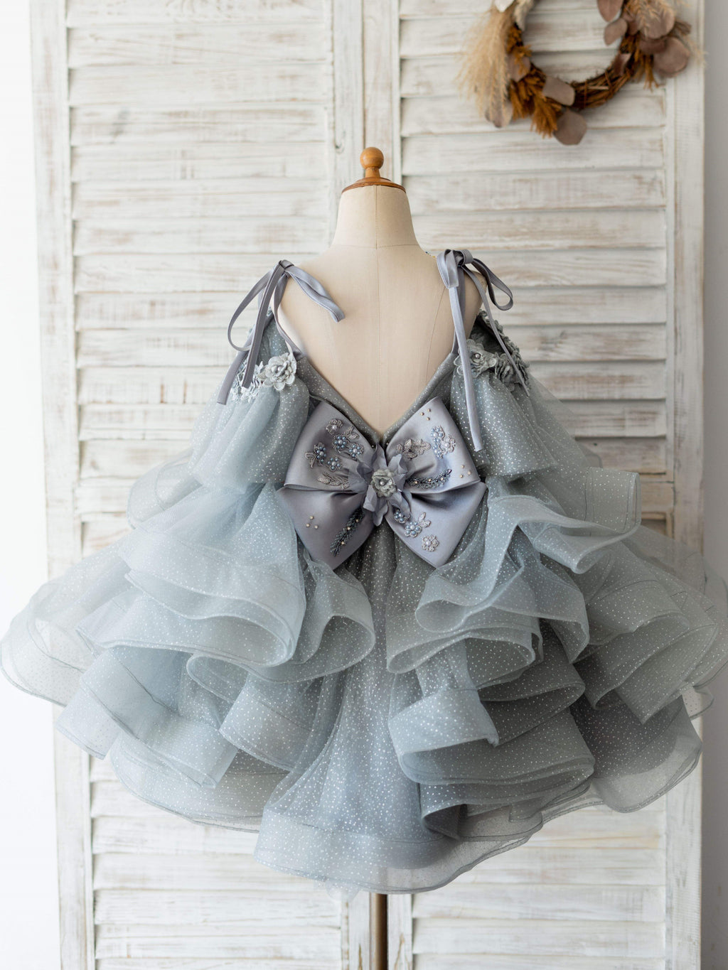 Vestido de princesa/vestido de tul hasta la rodilla para niña de las flores de cumpleaños