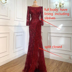 Grey Mermaid Split Luxury Evening Dresses Gowns 2025 Elegant Beadings Feathers Formal Women Party LA70828